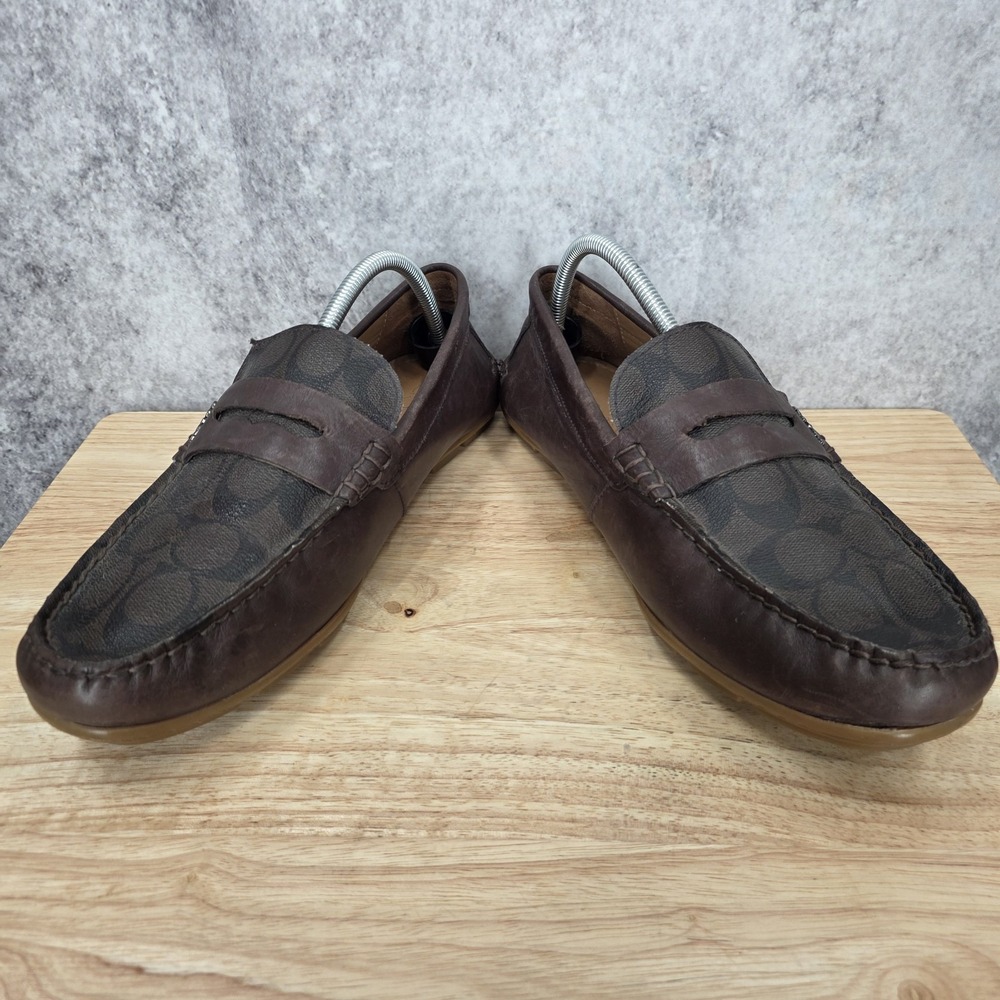 Coach Penny Loafers Mens 10.5 D Mott Driver Brown Leather Slip On Shoes FG2983 - Picture 4 of 12